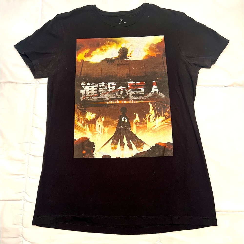 Black 'Attack on Titan' Men’s Graphic Tee - Eren Yeager-Season 1 Tee-Size Medium